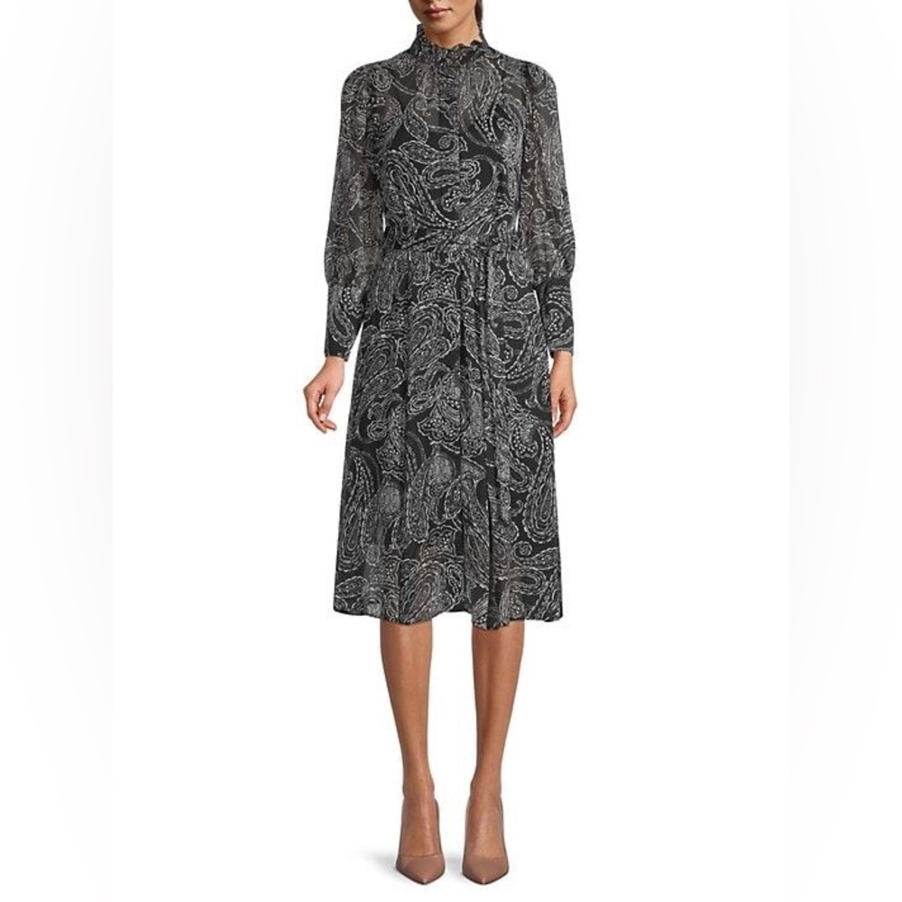 Calvin Klein Paisley Chiffon Shirtdress Sz 12 like new
